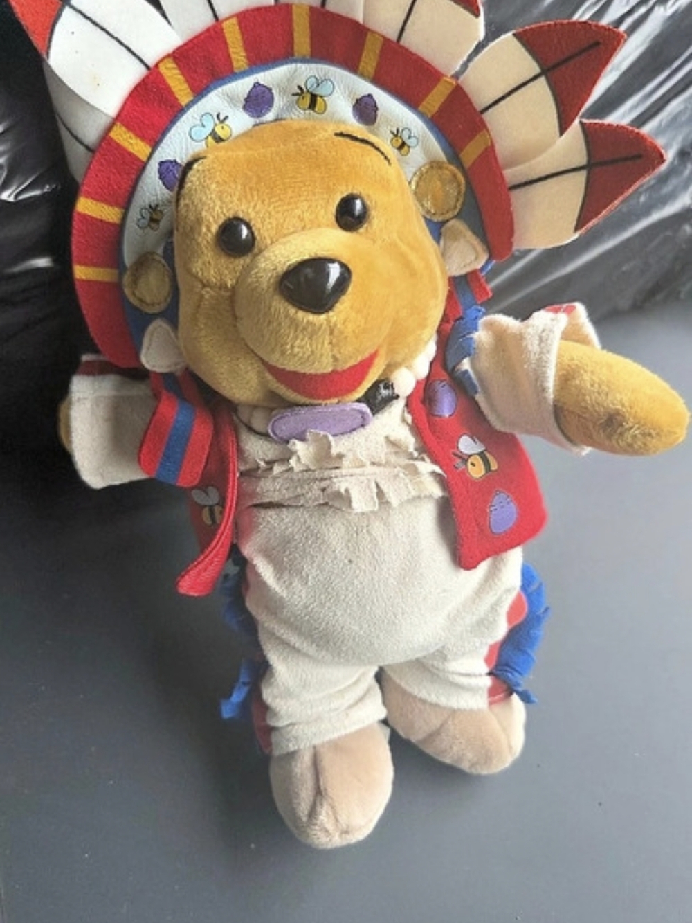Disney 2004 Thanksgiving Pooh Bean Bag Plush Toy with Tags
